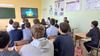ребята смотрят презентацию о Чернобыльских событиях
