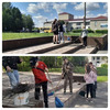 уборка мусора при входе в школу